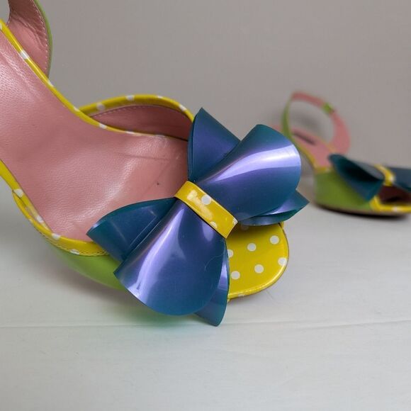 Vintage Fornarina Slingback Kitten Heels – Size 7 – Polka Dot Bow Pumps - Picture 8 of 10
